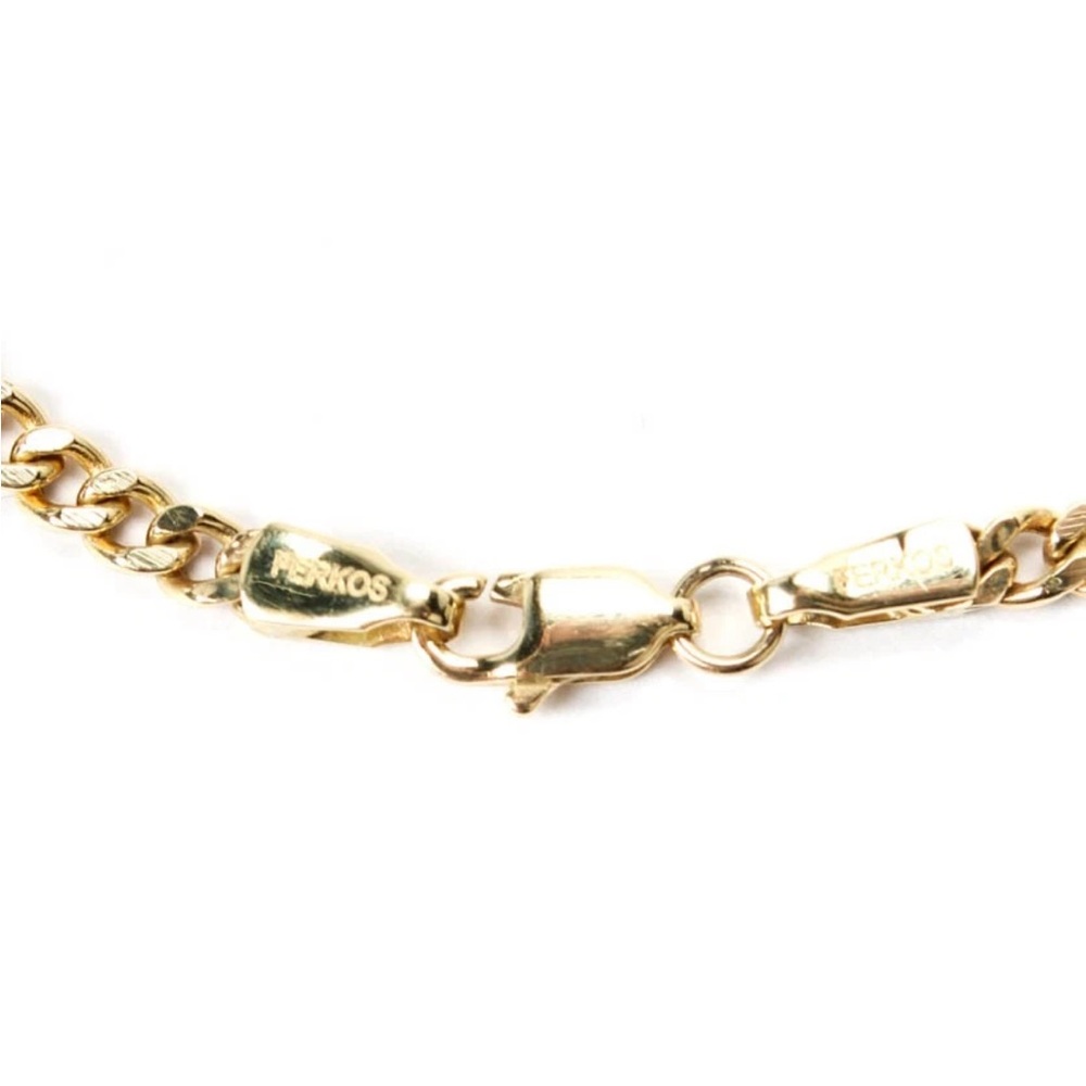 Ferkos Womens 14K Yellow Gold Diamond 3 Station Curb Chain Bracelet 6.5" 2.4g - Picture 5 of 8